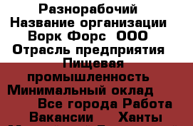 Разнорабочий › Название организации ­ Ворк Форс, ООО › Отрасль предприятия ­ Пищевая промышленность › Минимальный оклад ­ 27 000 - Все города Работа » Вакансии   . Ханты-Мансийский,Белоярский г.